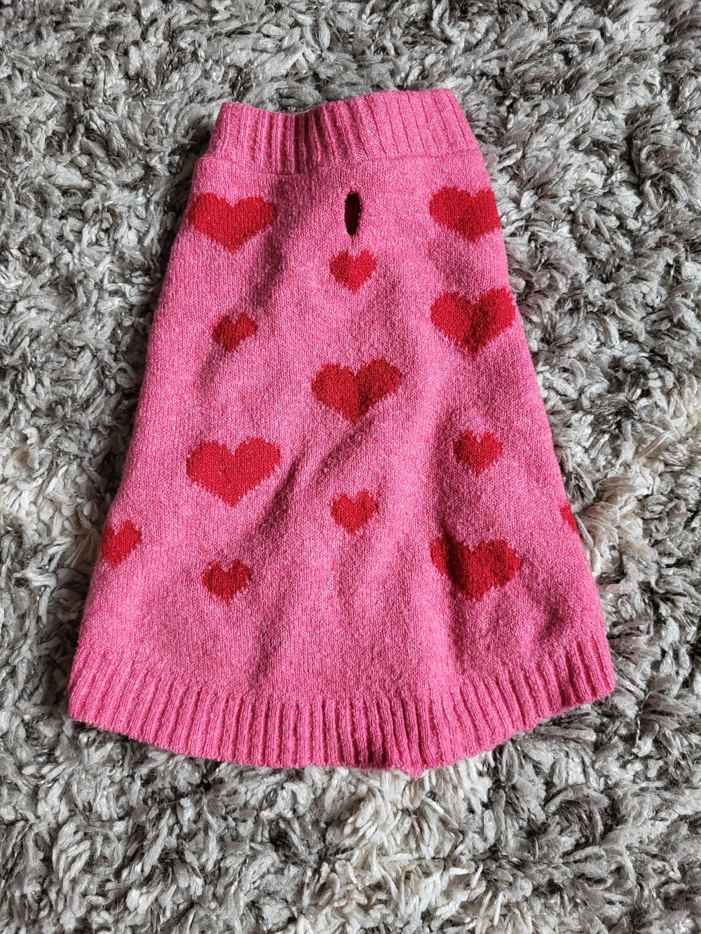 Pink Heart-Print Dog Sweater